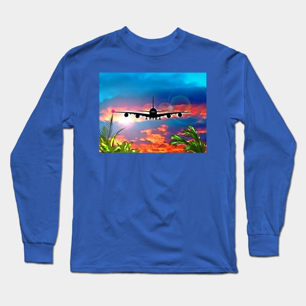 Airplane Landing Long Sleeve T-Shirt by danieljanda